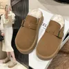 Stivali Baotou Pantofole in peluche per le donne che indossano l'inverno, comode e casual, per la casa, con tacco medio e suola spessa