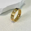 Original 1to1 Cartres 2024 New Internet Celebrity Water Diamond Plain Ring Womens 18k gold Non fading Couple High end Light Luxury 1X86