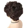 Perucas de cabelo elegante curto encaracolado peruca sintética para uso diário cosplay traje mamãe natural marrom agradável olhando feminino 240306