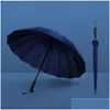 Parapluies Parapluie droit coupe-vent couleur unie longue poignée grand Matic arc-en-ciel parapluies cadre solide imperméable 16 nervures affaires G Dhjrs