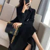 Kleid Langarm Kleider Frauen Solid Black Elegante Büro Damen Zarte Midcalf Allmatch Koreanische Innen Tunika ALINE Einfache Party