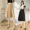 Skirts Wisher&Tong Pleated Skirt High Waist 2023 Summer Korean Clothing Elegant Black Long Skirts For Women Fashion Faldas De Mujer