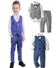 의류 세트 Springautumn Baby Boy Gentleman Suit Bow Tiestriped Vesttrousers 3pcs 정식 어린이 옷 set5435567