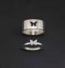 Couple Rings Butterfly Matching for Women Men Wedding Set Promise Ring Lovers Gold Silver Color Q07088979840