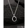 Autres pendentifs Han Hao S925 Sterling Sier élégant et luxueux style européen américain collier de chaîne de torsion d'agate noire pour Drop Deli Dhksd