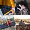 Utomhus Sleeping Pad Camping Uppblåsbar madrass inbyggd pump Ultralight Air Cushion Travel Mat med nackstöd för resor vandring240227