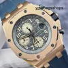 Belo relógio de pulso AP Watch Royal Oak Offshore Series 26470OR Disco cinza 18K Rose Gold Mens Watch 42mm Cartão de crédito