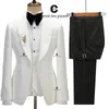 Cenne des Graoom Mens Suit for Wedding Ivory Paisley Jacket Tuxedo Black Pants With Satin Side Stripe Slim Fit Shawl Lapel 240227