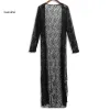 Cardigans Summer Beach Cover Up Plus 5XL Women Floral Lace Kimono Semi Sheer Solid Open Open Open Long Cardigan Mujer Tops
