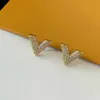 Stud Mujeres Pendientes chapados en oro Pendientes Pendientes Diseñadores Geometría Pendientes de diseñador de cristal mujer Joyería de boda 240306