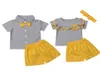 Sommarsyskon Matchande kläder Nyfödda Billbror sätter kort ärm T -shirt Yellow Shorts Twins Outfits A0145 Y2007132922601