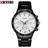 Curren Fashion Full Steel Quartz Men tittar på analog sport manlig armbandsur klassisk Blackwhite Horloges Mannens Saat Reloj Hombre2361