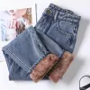 Jeans Plüsch Jeans Damen Winter Neue Dicke Thermo Jeans Lose Vielseitige Gerade Harun Hosen Plüsch Für Wärme Jeans Frau