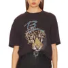 T-shirt da donna a maniche corte in cotone organico con motivo classico con stampa testa di tigre AB New Niche Primavera/Estate 2024