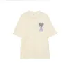Camiseta bordada de amor bordada de manga curta de manga curta e feminina Camiseta solta de algodão redonda Camiseta de camiseta de designer de meia manga Homada Camiseta alta Pêssego Heart 832