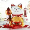 Decorative Objects Figurines 10 Inch Handicraft Waving Hand Lucky Cat Fortune Cat Gift Maneki Neko Welcoming Feng Shui Crafts Money Box Home Store Decoration