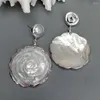 Boucles d'oreilles à tige YY2, perle d'eau douce blanche de 14mm, coquille de vadrouille de 39mm, fleur sculptée pendante