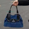 Vintage Saturn Tote Bags Womens Denim Bag Grote capaciteit woon-werkverkeer schouder