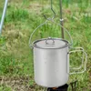 Tasses soucoupes en plein air titane Pot tasse tasse Pots vaisselle Camping pique-nique eau de café thé avec couvercle 750Ml au détail