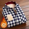 Jackets Thicke Fleece Plaid Shirt Style Jacket Women 2023 Winter Ladies Warm Casual Checked Coat Female Plus Velvet Tops Outerwear