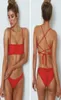 Kvinnor Bikini Solid Color Bikinis Crossstrap Baddräkt för damer Ny baddräkt med Pad Sexig bröströrsklänning Badkläder Eurou7806968