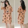 Dames Nachtkleding Zomer Korte Mouwen Slaapshirt Casual Nachthemd Plus Size Melk Zijde Dames Nachthemden L-5XL Cartoon Vrouw Lingerie