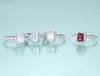 Cluster Rings GEM'S BALLET Emerald Cut Sky Blue Topaz Engagement Ring Solitaire Wedding Simulated Diamond Art Deco Bridal Set