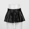 Dresses Women's Black Latex Super Mini Skirts Nightclub Party Rave Pole Dancing Clothes Fashion High Waist Front Zip Pleated Sexy Skirt