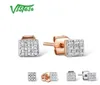 VISTOSO Pendientes de oro para mujer 14K 585 Oro blanco rosa Diamante brillante Pendientes de tuerca redondos delicados Joyería fina de moda 2105141582