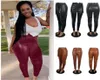 Plus Size Damen PU-Lederhose, hohe Taille, Strumpfhosen, Leggings, vorderer Gürtel, Schleife hinten, Reißverschluss, enge Bleistifthosen, modisch, Party, lässig, Bo1864651