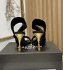 2024 Top Luxury Moneta Women Heels Sandals Shoes Gold Sculpted High Heel Black Velvert Strappy Wedding Dress Evening Lady Gladiator Sandalias Size 35-40 With Box