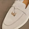Kvinnor LP-skor mjuka mocka läder loafers lorop lägenheter glid på casual skor båtskor lyx designer skor kontor shopping sko plus storlek 39-41