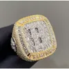 Luxury Custom Hip Hop Fine Jewelry Mens Iced Out Champion Ring Vvs Moissanite Diamond 925 Silver 10k Gold Ring Men