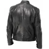 2024 Fashion Mens Leather Jacket Slim Fit Stand Collar PU MANA ANTIWIND MOTORCYCLE LAPEL Diagonal dragkedja Jackor vår 240229