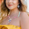 Pendientes colgantes 1 Juego de pulsera para niña, collar, piruleta, joyería encantadora para mujer, flor con cuentas