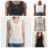 Kadın Tankları Camis Anagram-Embroidered Pamuk Karışık Tank Top Şort Tasarımı Tişörtler Takım Örgü Femme Kırpılmış Jersey Ladies Tees Üstleri Beyaz Siyah Gri A13