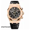 Последние лучшие наручные часы AP Наручные часы Royal Oak Series 26240или розовое золото с черным поясом Мужская мода Досуг Бизнес Спорт Назад Прозрачные механические часы