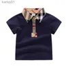 T-Shirts Baby Jungen Umlegekragen T-Shirts Sommer Kinder Kurzarm Plaid T-Shirt Stil Kinder Baumwolle Tops T-Shirts Jungen Shirts 240306