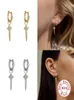 Hoop Huggie GS 925 Sterling Silver Fashion Small Cute Cross Pendant Earrings Zircon Crystal Gold For Women Jewel Gift3222864