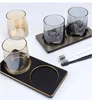 Bath Accessory Set Bathroom Decoration Accessories Nordic Transparent Glass Toothbrushing Cup Mouth Storage Tray El Supplies