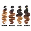 1B/4/27 ombre färg Brasiliansk peruansk indisk 100% mänskliga hårförlängningar 3 buntar raka kroppsvåg tre toner färg