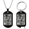 Nyckelringar rostfritt stål nyckelar väska charm Black Lives Matter Women Pendant Halsband Keychain Ring Tillbehör Män mode BLM CAR DHIKZ