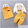 Kläder sätter barnkläder Autumn Winter Wool Toddler Boys Set Cotton TopsAddvestAddpants 3st Kids Sports Suit for Baby 201127 Dr DH9UJ