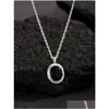 Autres pendentifs Han Hao S925 Sterling Sier élégant et luxueux style européen américain collier de chaîne de torsion d'agate noire pour Drop Deli Dhksd