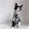 Cat Costumes Clothing Sphynx Hairless German Sphinx Trend Letter Short Sleeve Tshirt Cotton Breathable Thin Pet Cloth Drop Delivery Dhxfu