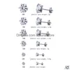 スタッド3-8mm 6ペア/セット韓国CZスタッドイヤリングセット