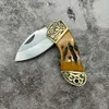 Bullbone Mini Damascus Steel Outdoor folding Wilderness Fruit Pocket Portable Knife 971756