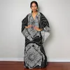2024 Cover Up Femmes Bohème Maxi Longue Kimono Robe De Plage Mode Vintage Fête Femme longue robe Impression Florale Vneck Sunscree 240301