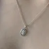 Pendants Retro Small Authentic 925 Sterling Silver "Only You" Letters Scrip Oval Shape Twist Pattern Beads Chain Necklace C-B714