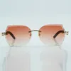 Nouveau style de qualité supérieure luxe tendance lunettes de soleil en bois noir 8300817 pour homme et femme avec lentilles coupées taille 18-135mm